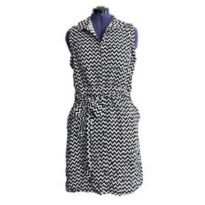 Forever 21 + Plus Size Black and White Chevron Print Utility Shirt Dress 1X